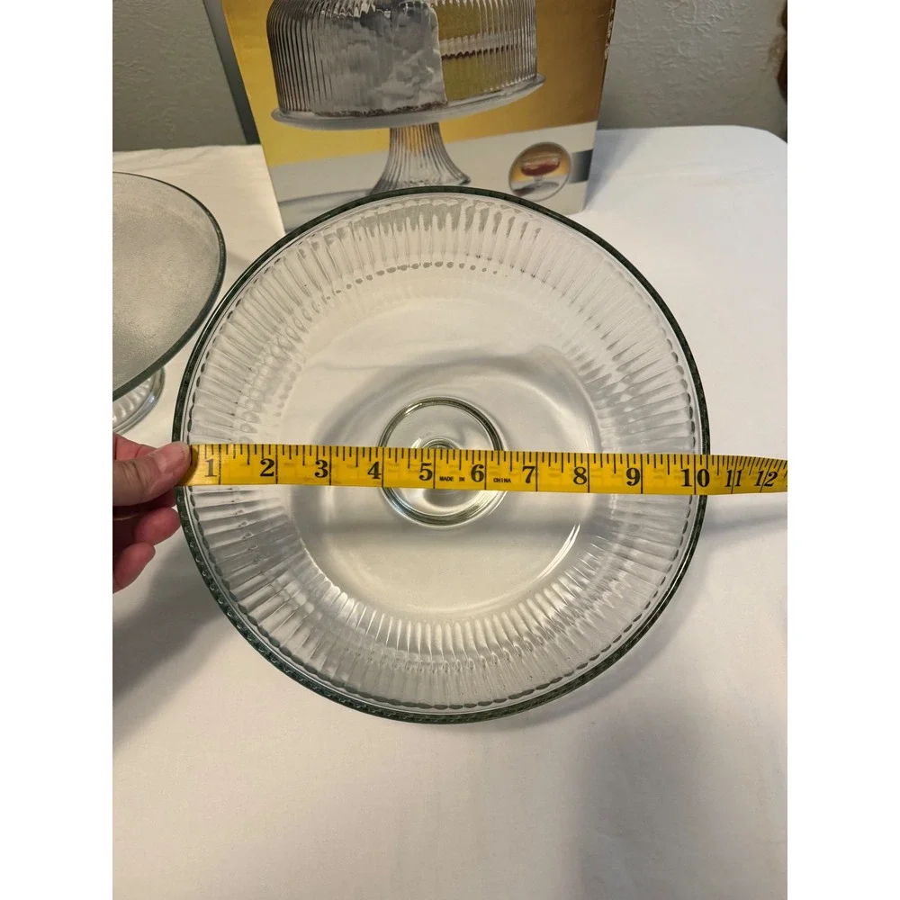 Anchor Hocking Platinum Collection Glass Cake Stand and Ribbed Dome Lid Set